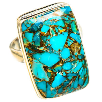 Blue Copper Composite Turquoise Rings handcrafted by Ana Silver Co - RING123532 - Photo 2