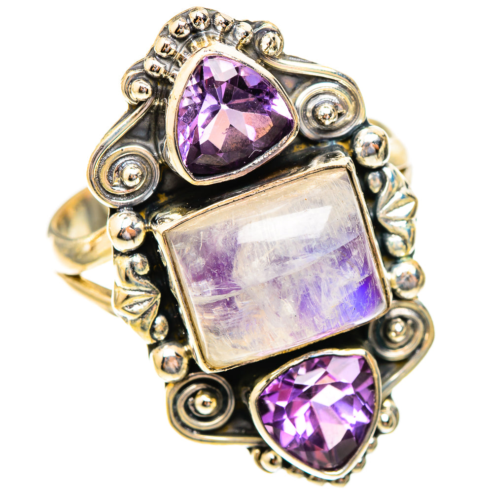 Rainbow Moonstone Rings handcrafted by Ana Silver Co - RING123540 - Photo 2
