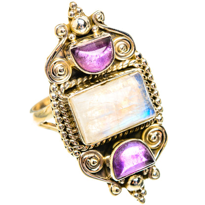 Rainbow Moonstone Rings handcrafted by Ana Silver Co - RING123543 - Photo 2