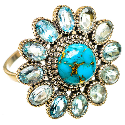 Blue Copper Composite Turquoise Rings handcrafted by Ana Silver Co - RING123554 - Photo 2