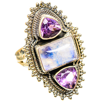 Rainbow Moonstone Rings handcrafted by Ana Silver Co - RING123557 - Photo 2