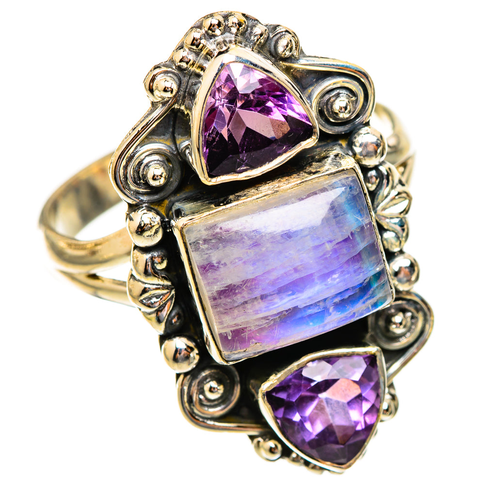 Rainbow Moonstone Rings handcrafted by Ana Silver Co - RING123561 - Photo 2