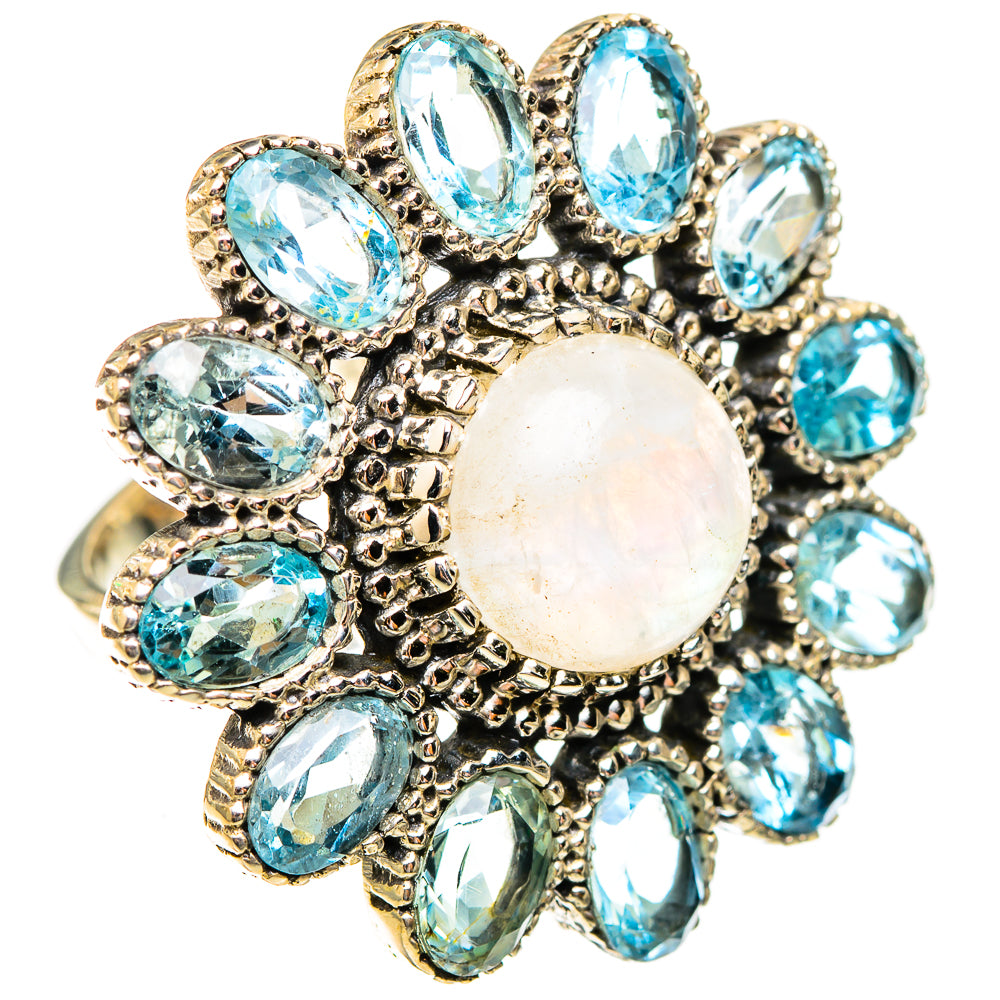 Rainbow Moonstone Rings handcrafted by Ana Silver Co - RING123566 - Photo 2