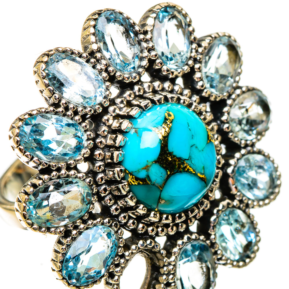 Blue Copper Composite Turquoise Rings handcrafted by Ana Silver Co - RING123568 - Photo 2