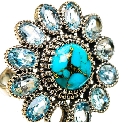 Blue Copper Composite Turquoise Rings handcrafted by Ana Silver Co - RING123568 - Photo 2