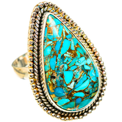Blue Copper Composite Turquoise Rings handcrafted by Ana Silver Co - RING123569 - Photo 2