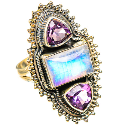 Rainbow Moonstone Rings handcrafted by Ana Silver Co - RING123575 - Photo 2