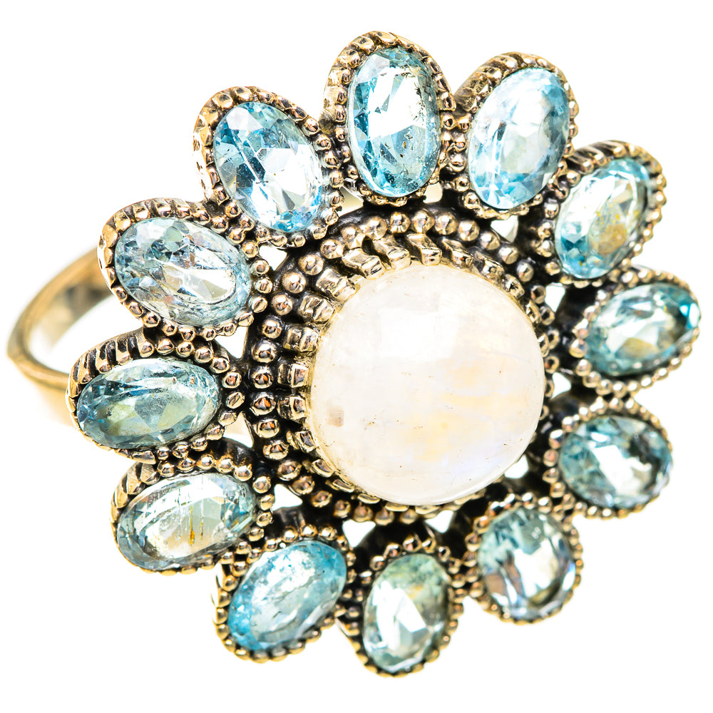Rainbow Moonstone Rings handcrafted by Ana Silver Co - RING123579 - Photo 2