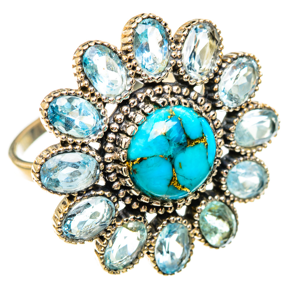 Blue Copper Composite Turquoise Rings handcrafted by Ana Silver Co - RING123581 - Photo 2