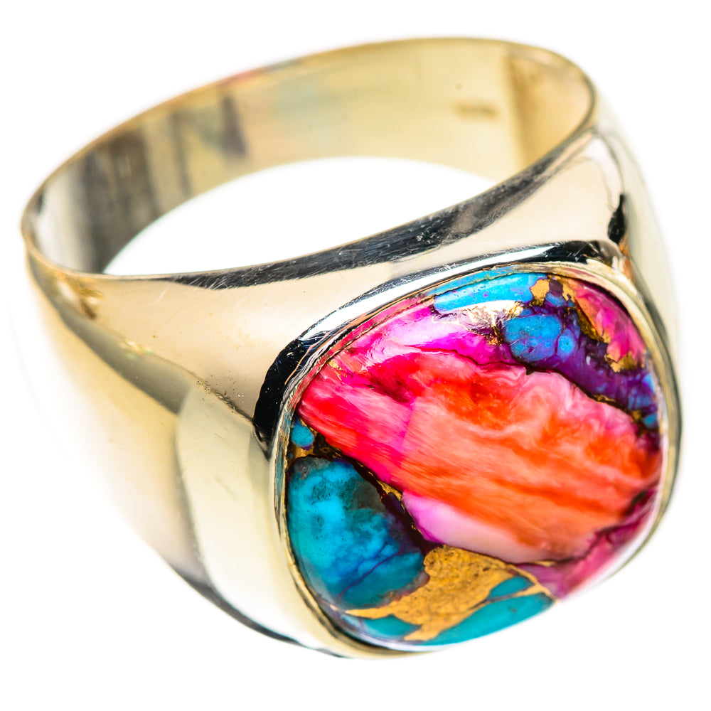 Kingman Pink Dahlia Turquoise Rings handcrafted by Ana Silver Co - RING123645 - Photo 2