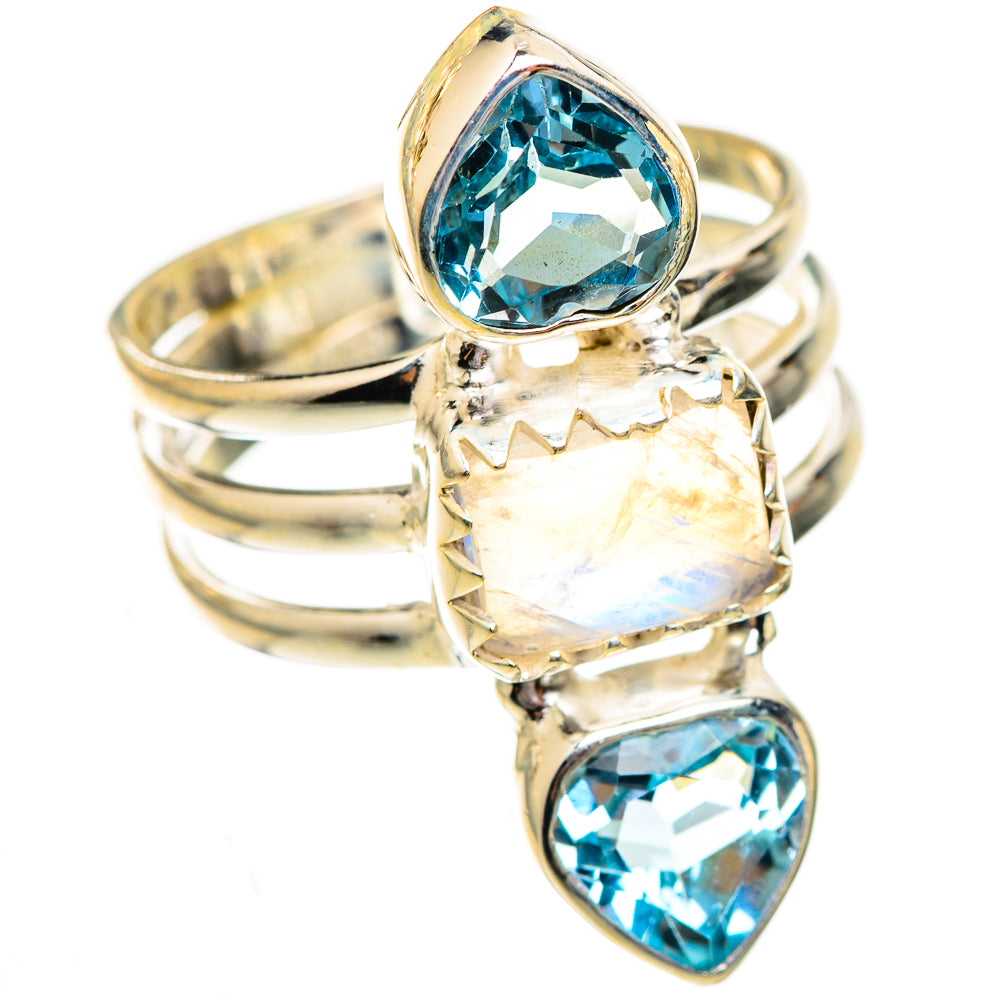 Rainbow Moonstone Rings handcrafted by Ana Silver Co - RING123673 - Photo 2