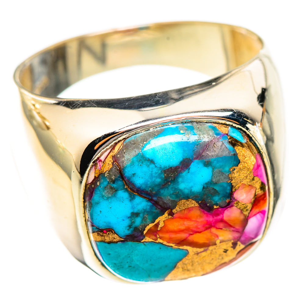 Kingman Pink Dahlia Turquoise Rings handcrafted by Ana Silver Co - RING123683 - Photo 2