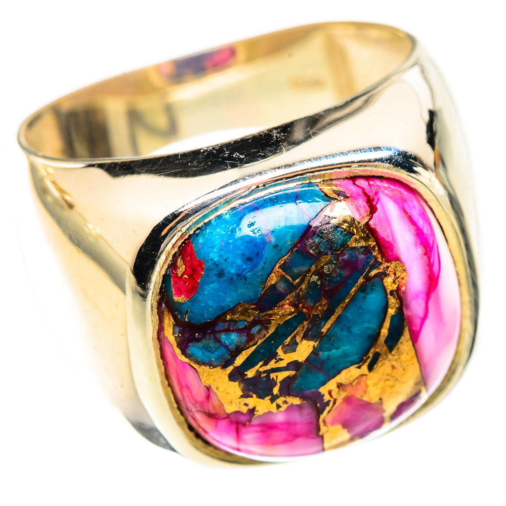 Kingman Pink Dahlia Turquoise Rings handcrafted by Ana Silver Co - RING123700 - Photo 2