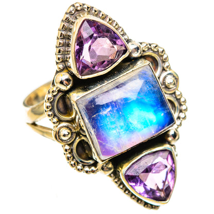 Rainbow Moonstone Rings handcrafted by Ana Silver Co - RING123714 - Photo 2