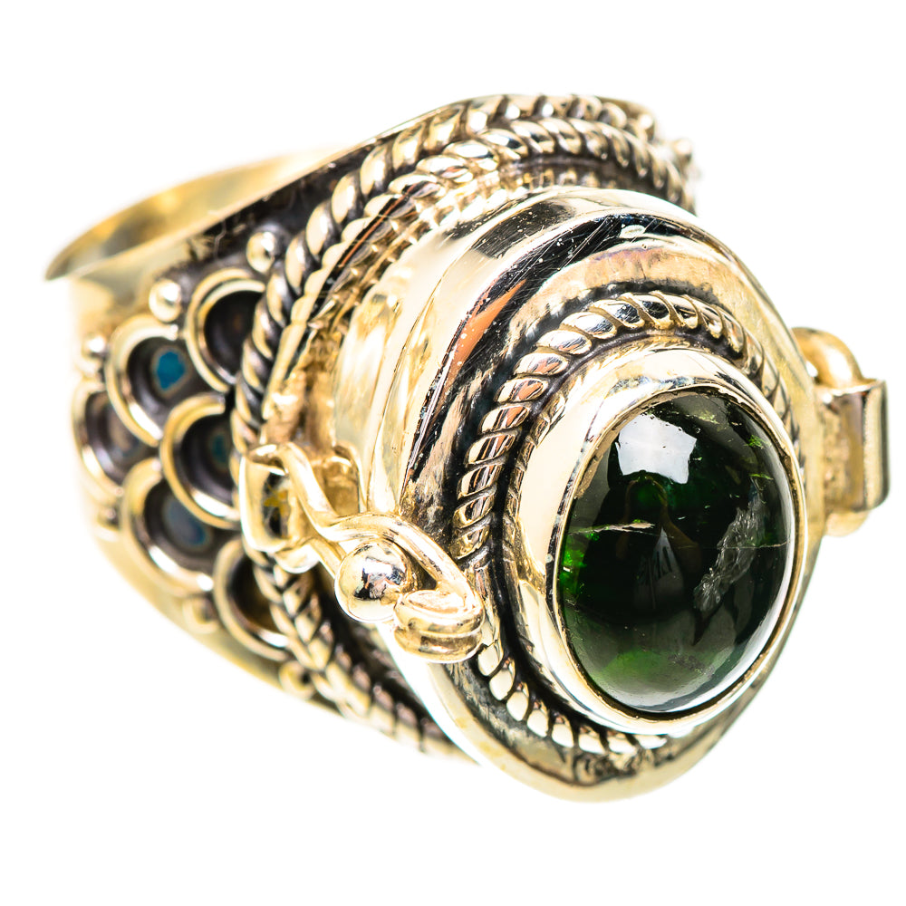 Sterling silver tourmaline ring featuring oval green stone and ornate rope-edge setting