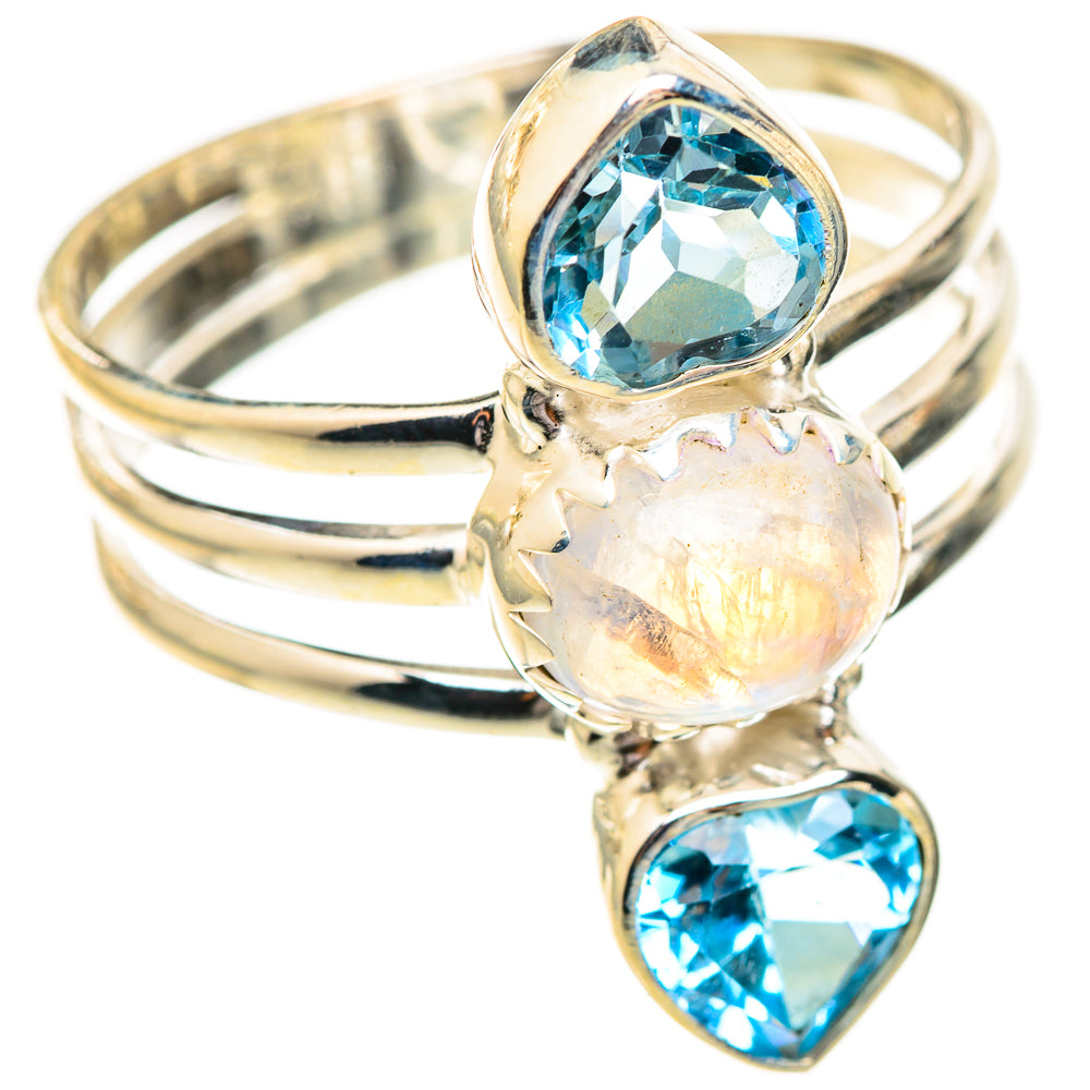 Rainbow Moonstone Rings handcrafted by Ana Silver Co - RING123734 - Photo 2