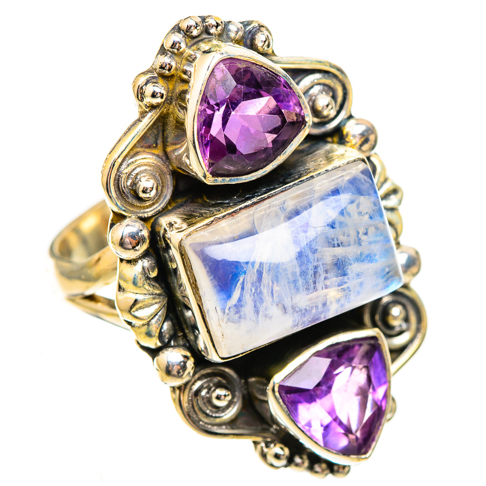Rainbow Moonstone Rings handcrafted by Ana Silver Co - RING123740 - Photo 2