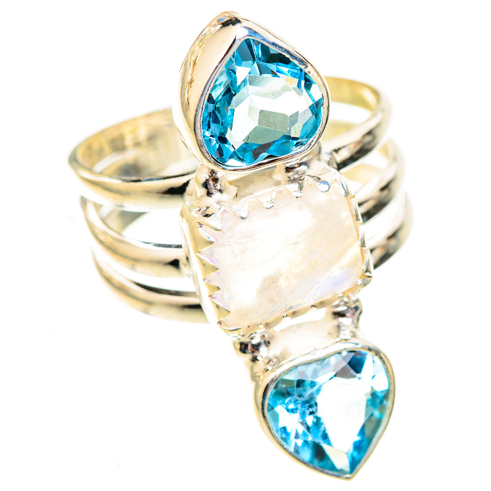 Rainbow Moonstone Rings handcrafted by Ana Silver Co - RING123755 - Photo 2