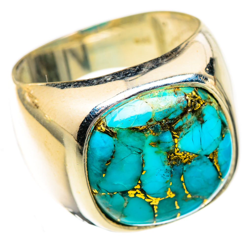 Blue Copper Composite Turquoise Rings handcrafted by Ana Silver Co - RING123796 - Photo 2