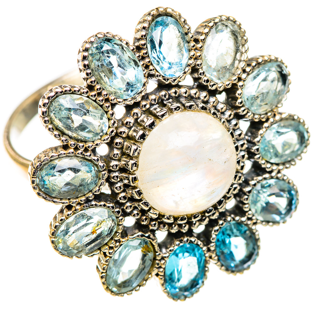 Rainbow Moonstone Rings handcrafted by Ana Silver Co - RING123805 - Photo 2