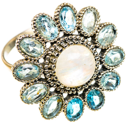 Rainbow Moonstone Rings handcrafted by Ana Silver Co - RING123805 - Photo 2