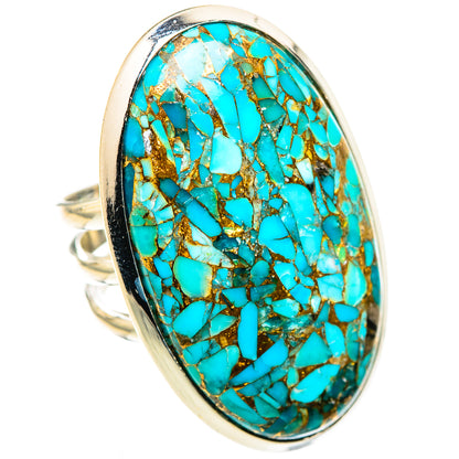 Blue Copper Composite Turquoise Rings handcrafted by Ana Silver Co - RING123806 - Photo 2
