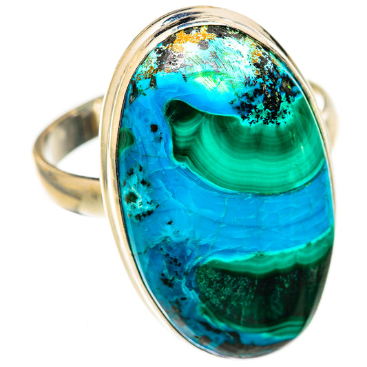 Malachite In Chrysocolla Rings handcrafted by Ana Silver Co - RING123808 - Photo 2