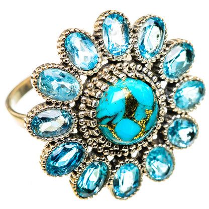 Blue Copper Composite Turquoise Rings handcrafted by Ana Silver Co - RING123811 - Photo 2