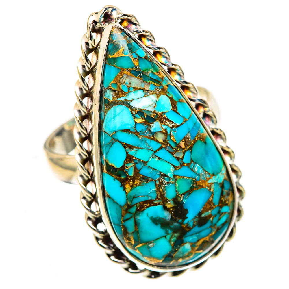 Blue Copper Composite Turquoise Rings handcrafted by Ana Silver Co - RING123813 - Photo 2
