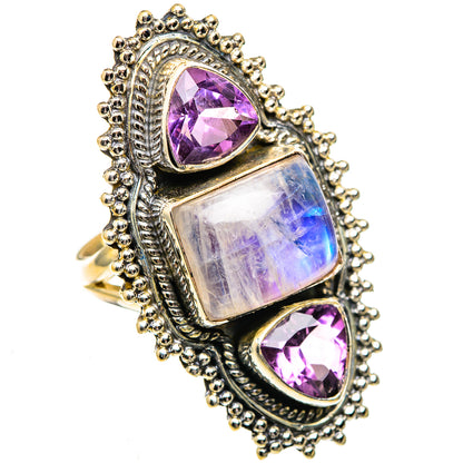 Rainbow Moonstone Rings handcrafted by Ana Silver Co - RING123819 - Photo 2