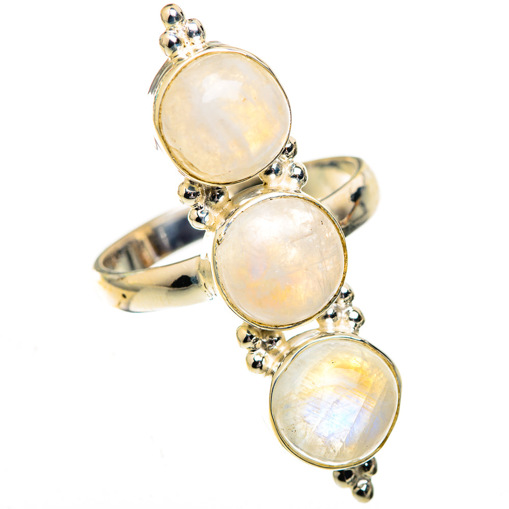 Rainbow Moonstone Rings handcrafted by Ana Silver Co - RING123821 - Photo 2
