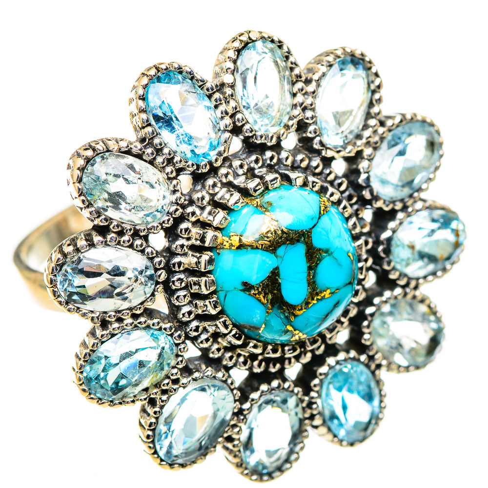 Blue Copper Composite Turquoise Rings handcrafted by Ana Silver Co - RING123831 - Photo 2