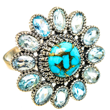 Blue Copper Composite Turquoise Rings handcrafted by Ana Silver Co - RING123831 - Photo 2