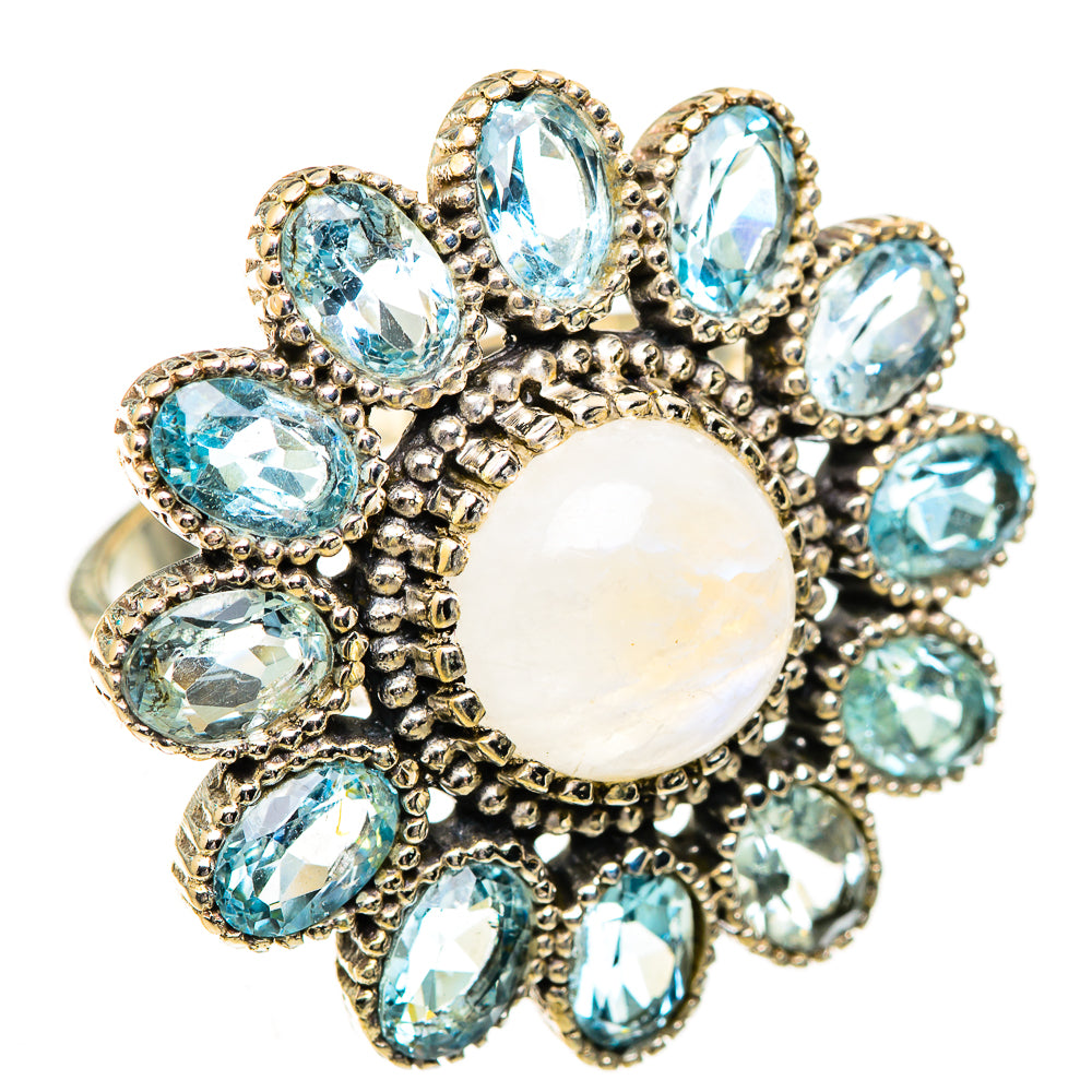 Rainbow Moonstone Rings handcrafted by Ana Silver Co - RING123833 - Photo 2