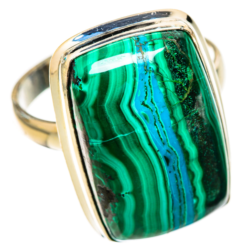 Malachite In Chrysocolla Rings handcrafted by Ana Silver Co - RING123836 - Photo 2