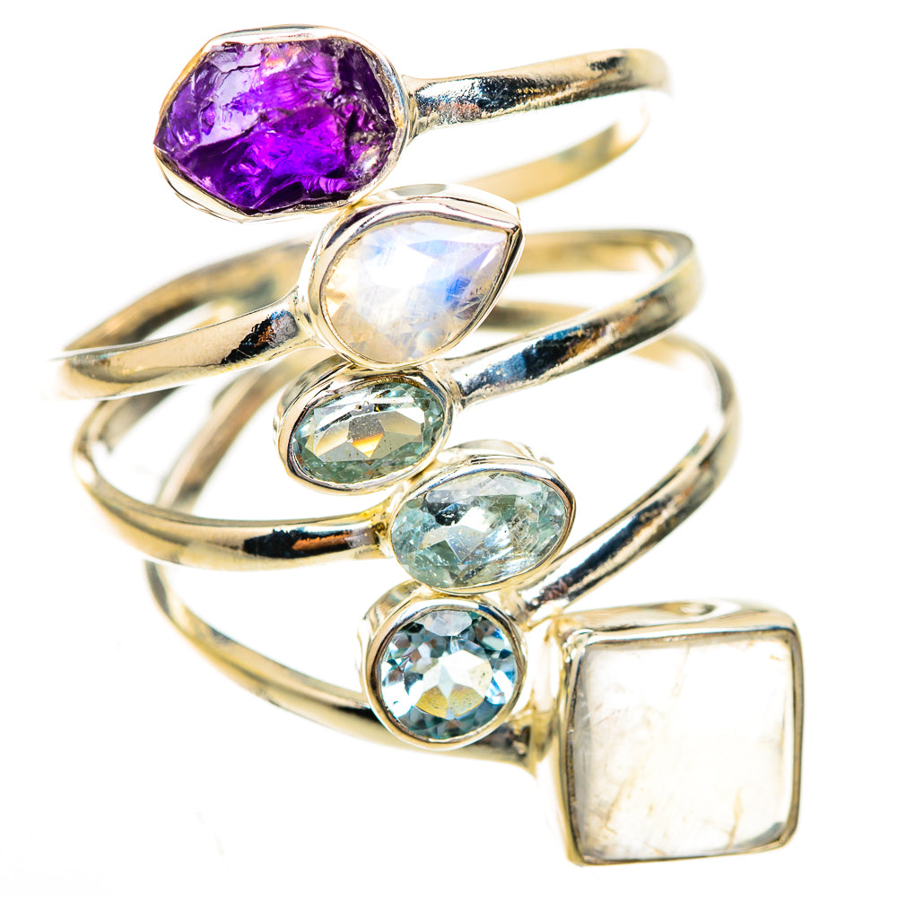 Rainbow Moonstone Rings handcrafted by Ana Silver Co - RING123848 - Photo 2