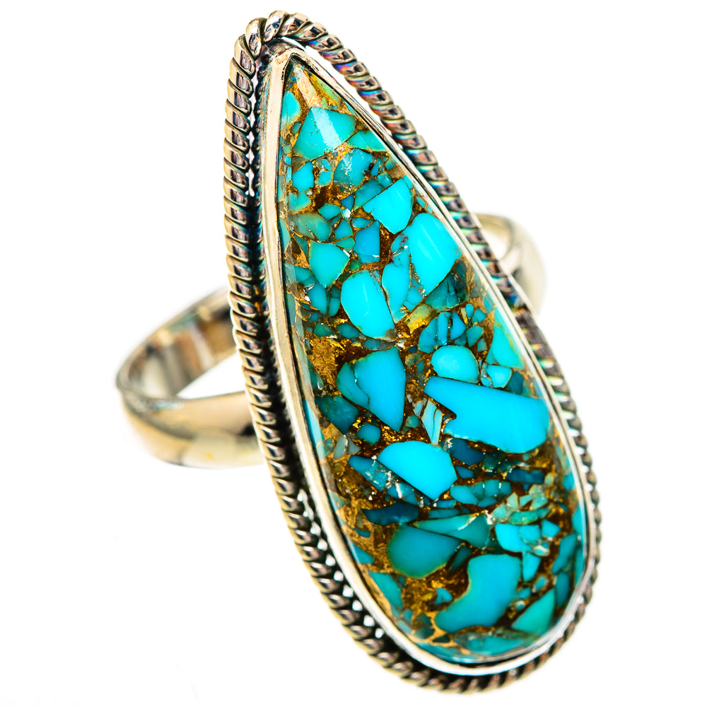 Blue Copper Composite Turquoise Rings handcrafted by Ana Silver Co - RING123861 - Photo 2
