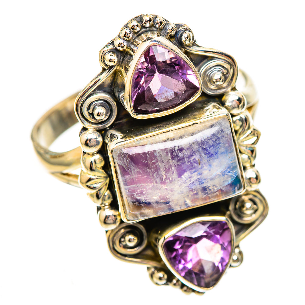 Rainbow Moonstone Rings handcrafted by Ana Silver Co - RING123869 - Photo 2
