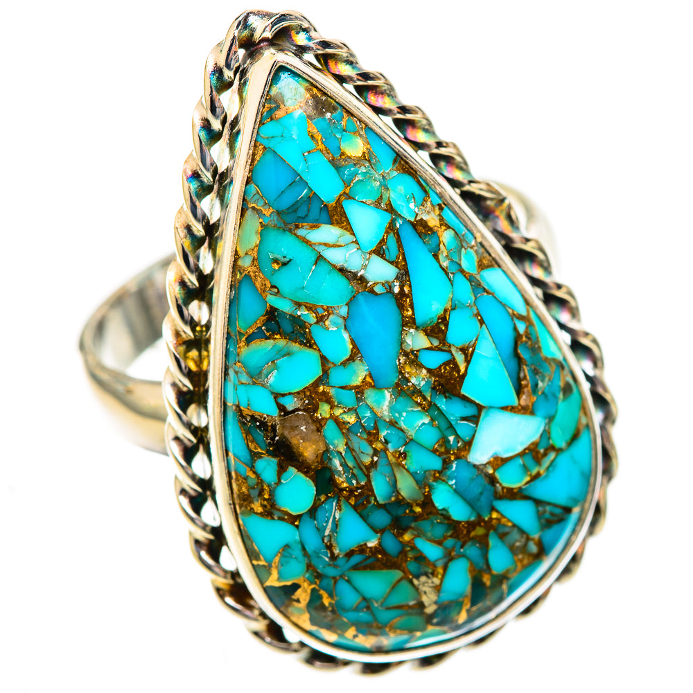 Blue Copper Composite Turquoise Rings handcrafted by Ana Silver Co - RING123877 - Photo 2