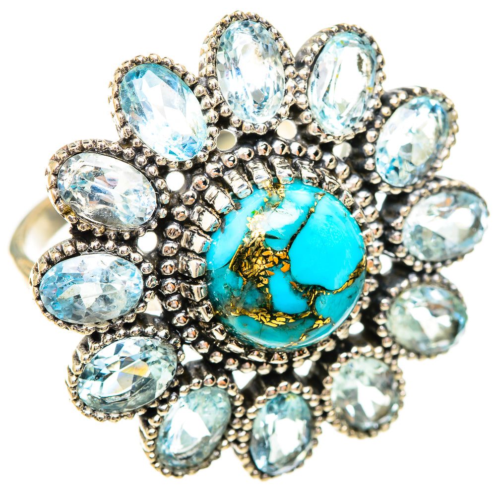 Blue Copper Composite Turquoise Rings handcrafted by Ana Silver Co - RING123878 - Photo 2