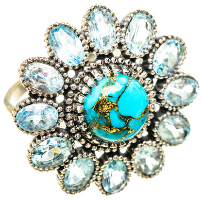 Blue Copper Composite Turquoise Rings handcrafted by Ana Silver Co - RING123878 - Photo 2