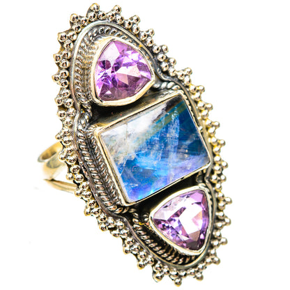 Rainbow Moonstone Rings handcrafted by Ana Silver Co - RING123884 - Photo 2