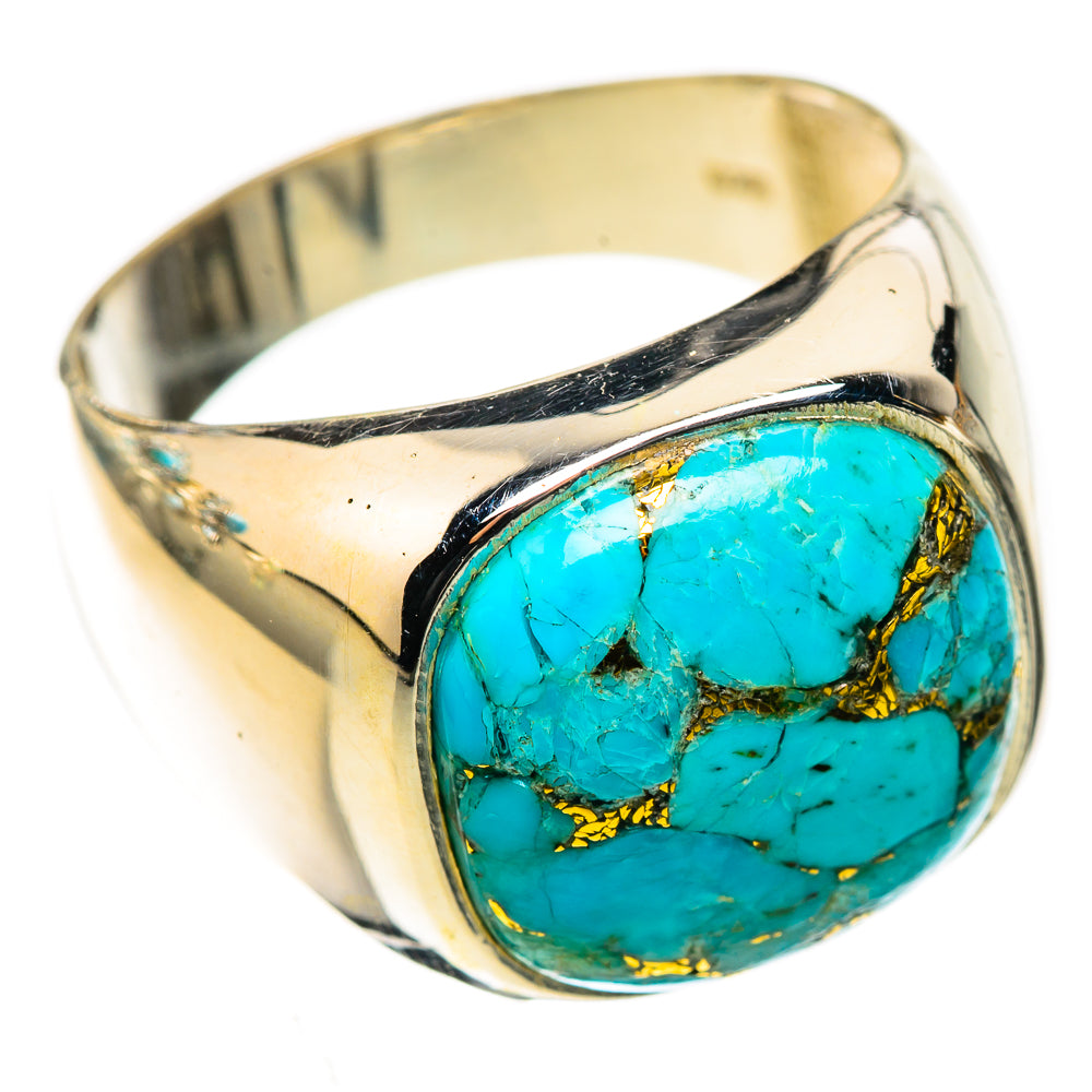 Blue Copper Composite Turquoise Rings handcrafted by Ana Silver Co - RING123922 - Photo 2
