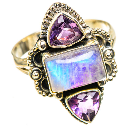 Rainbow Moonstone Rings handcrafted by Ana Silver Co - RING124016 - Photo 2