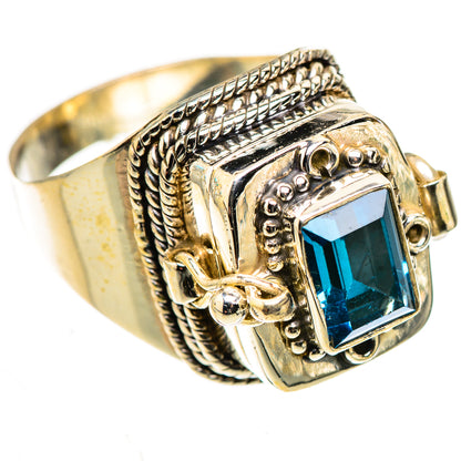 925 sterling silver ring with square blue gemstone and ornate braided bezel