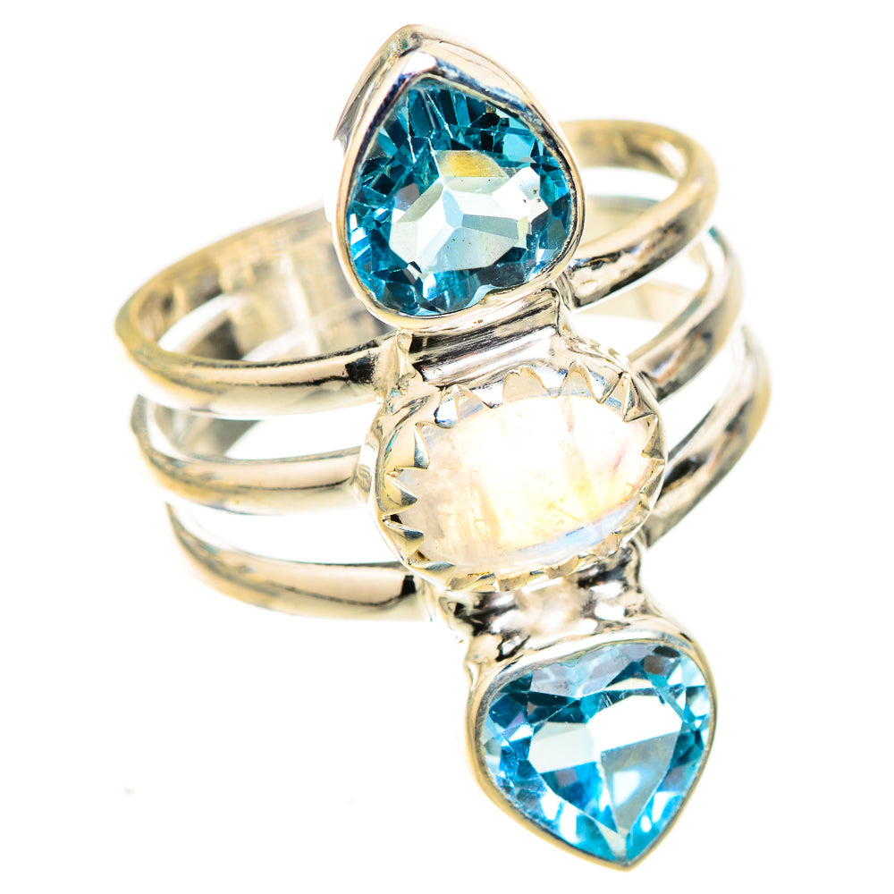 Rainbow Moonstone Rings handcrafted by Ana Silver Co - RING124055 - Photo 2