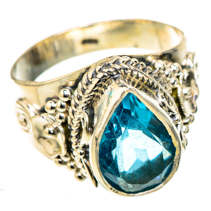 925 sterling silver ring with oval Swiss blue topaz and ornate filigree setting