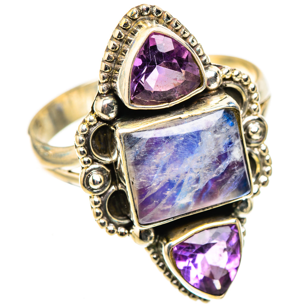 Rainbow Moonstone Rings handcrafted by Ana Silver Co - RING124082 - Photo 2