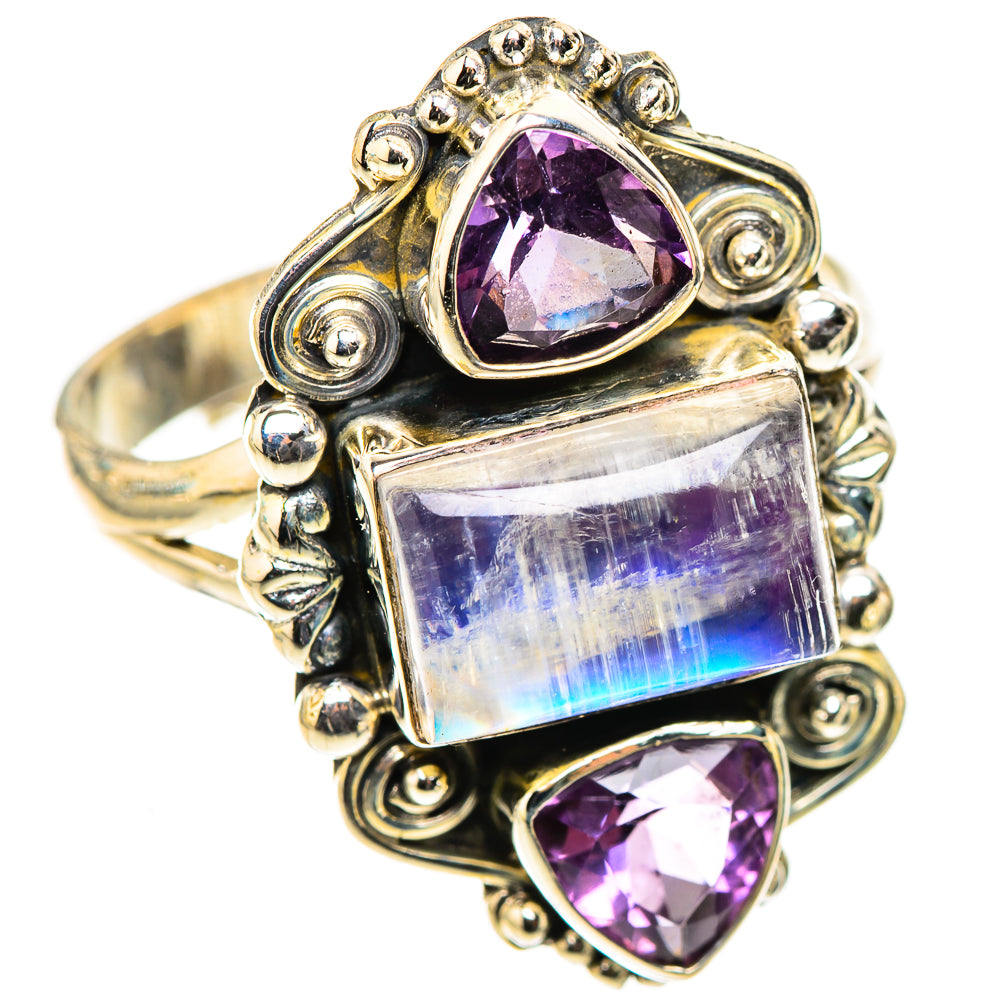 Rainbow Moonstone Rings handcrafted by Ana Silver Co - RING124106 - Photo 2