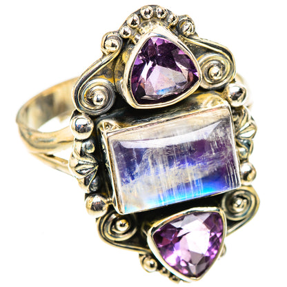 Rainbow Moonstone Rings handcrafted by Ana Silver Co - RING124106 - Photo 2